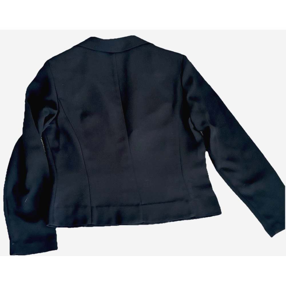 KS Collection Black Grommet Eyelet Trim Blazer Jacket Size 12 Open Front Edgy - Picture 12 of 14